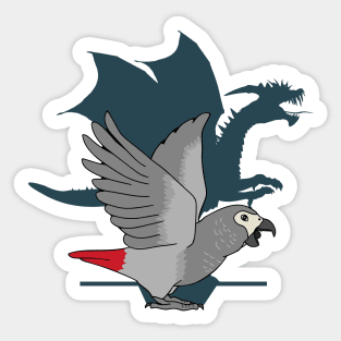 african grey parrot dragon shadow Sticker
